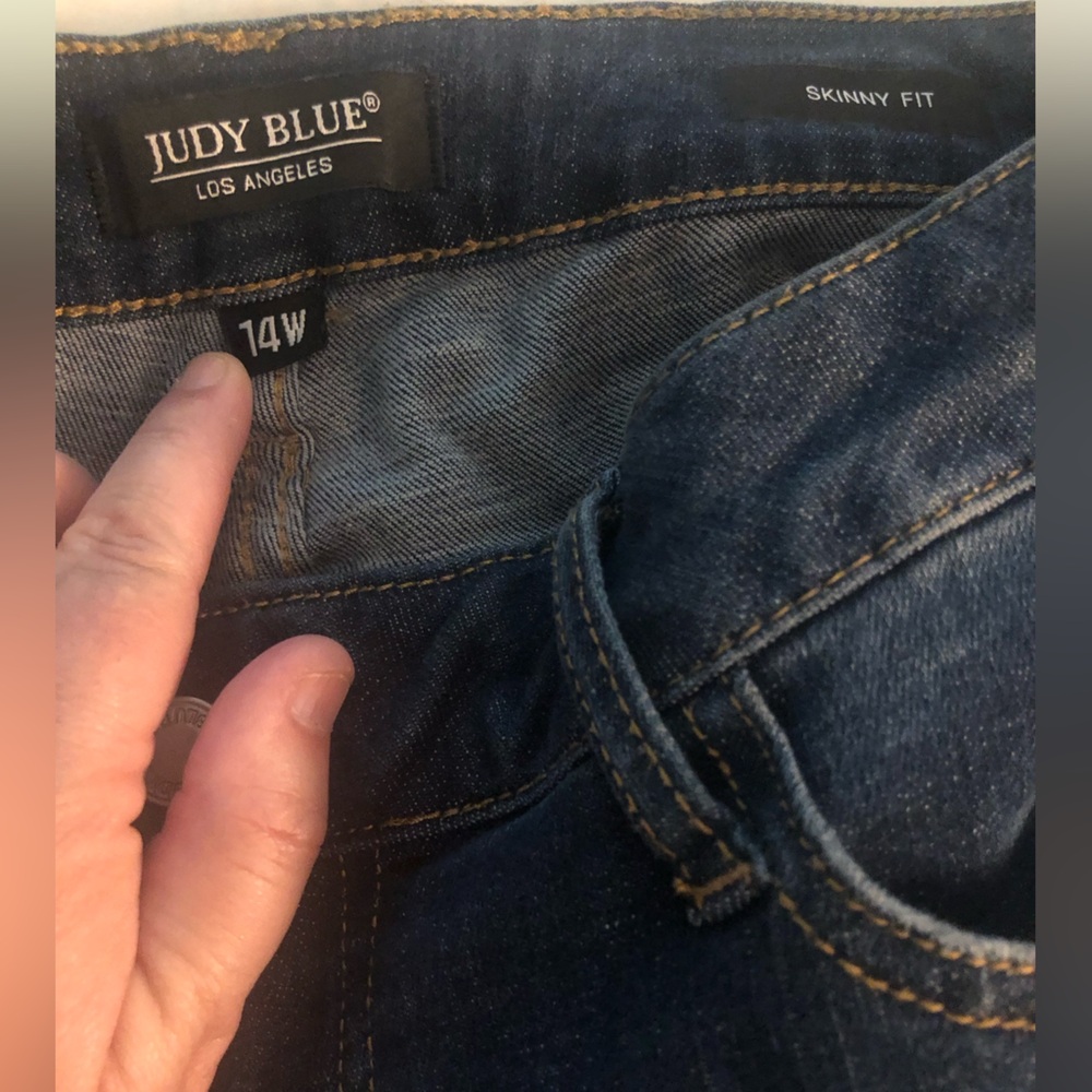 Judy Blue Dark Blue Distressed Skinny Jeans - Picture 3 of 4
